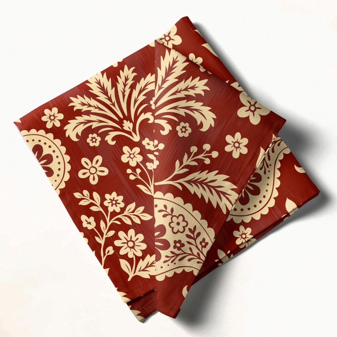 Crimson Damask Delight: Napkins 18" X 18" - Pack Of 20