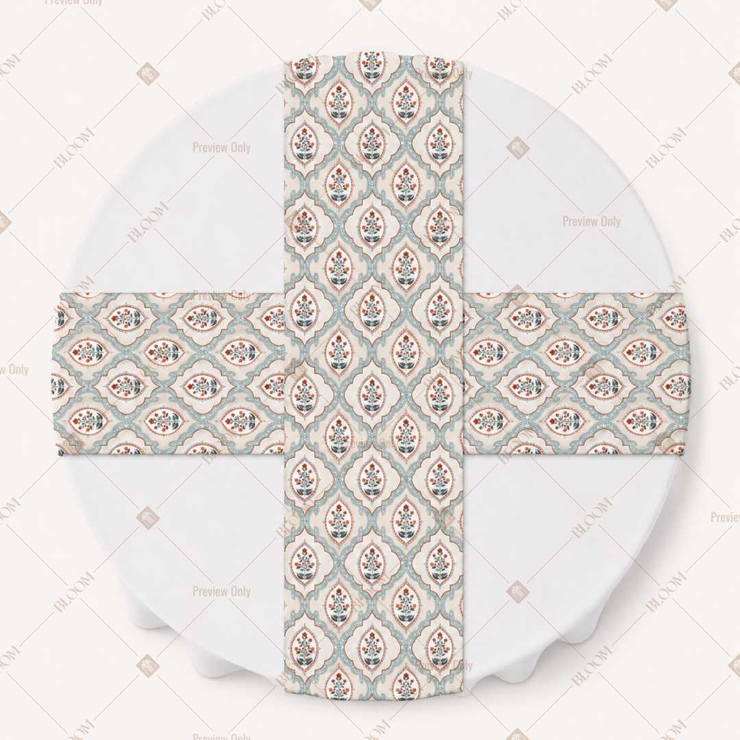 Aqua Geometric Trellis Table Runner Pack Of 12
