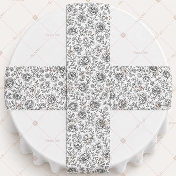 Grey Floral Damask Table Runner Pack Of 12