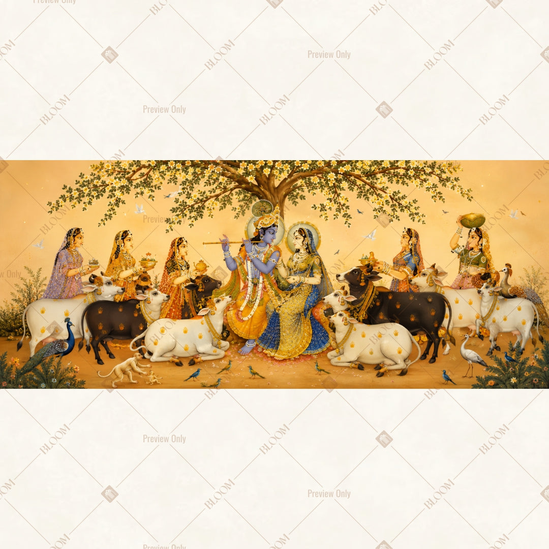 Krishna Ras Leela Border Wide Backdrop