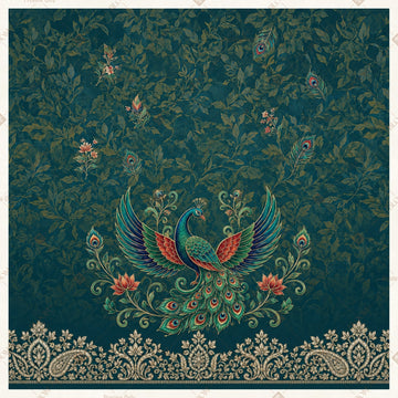 Midnight Lotus Garden Pattern Square Backdrop