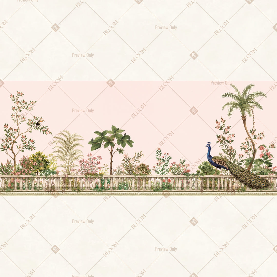 Tropical Palm Botanical Border Wide Backdrop