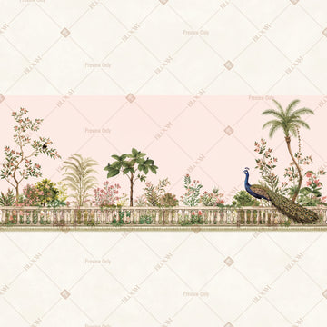 Tropical Palm Botanical Border Wide Backdrop