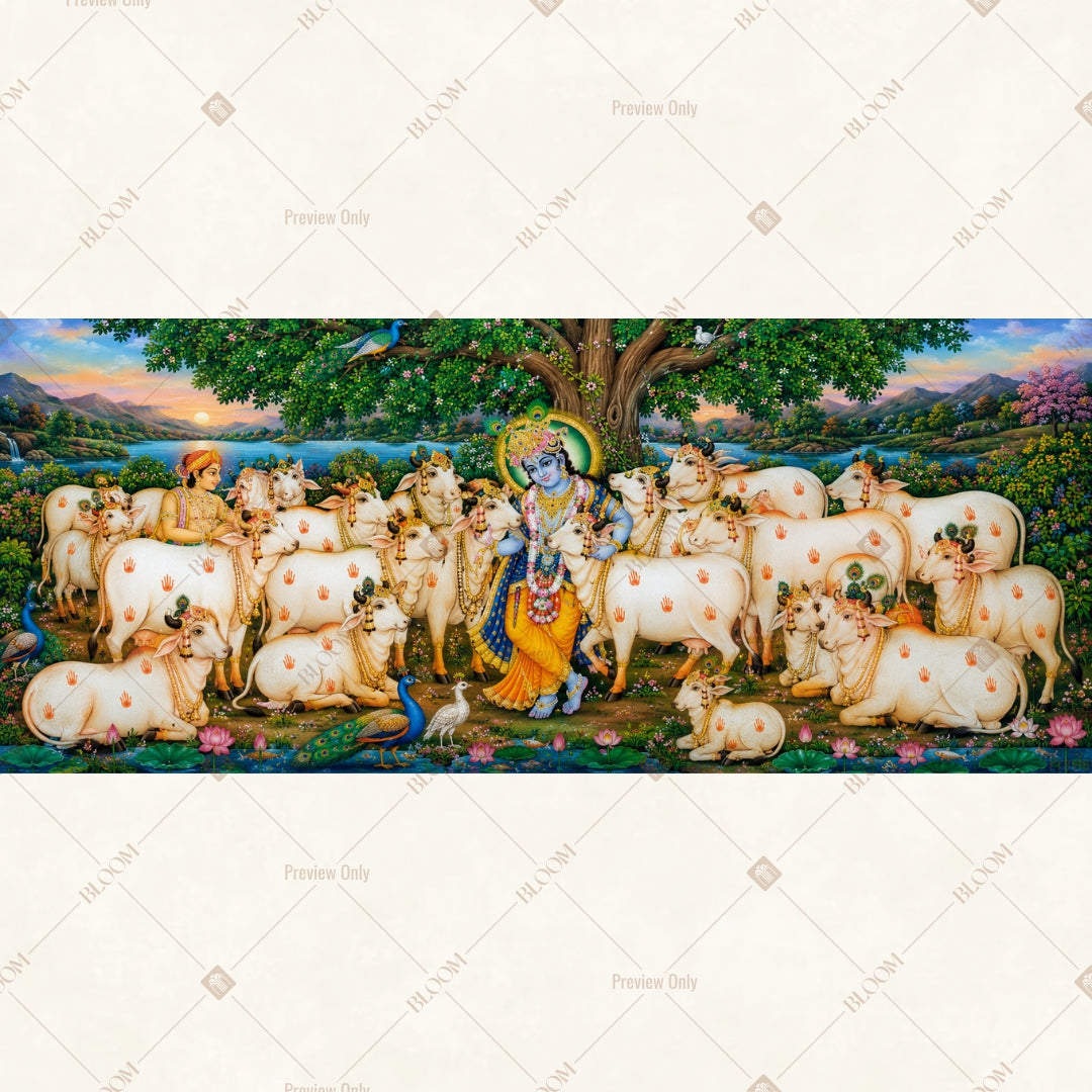Krishna Cow Pasture Border Wide Backdrop