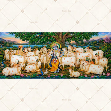 Krishna Cow Pasture Border Wide Backdrop