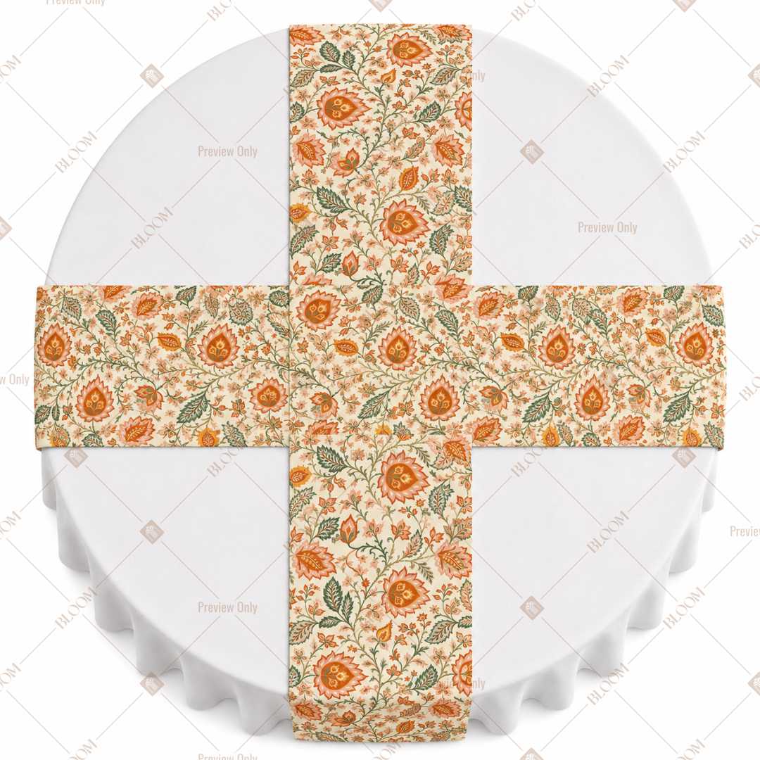Orange Floral Medallion Table Runner Pack Of 12