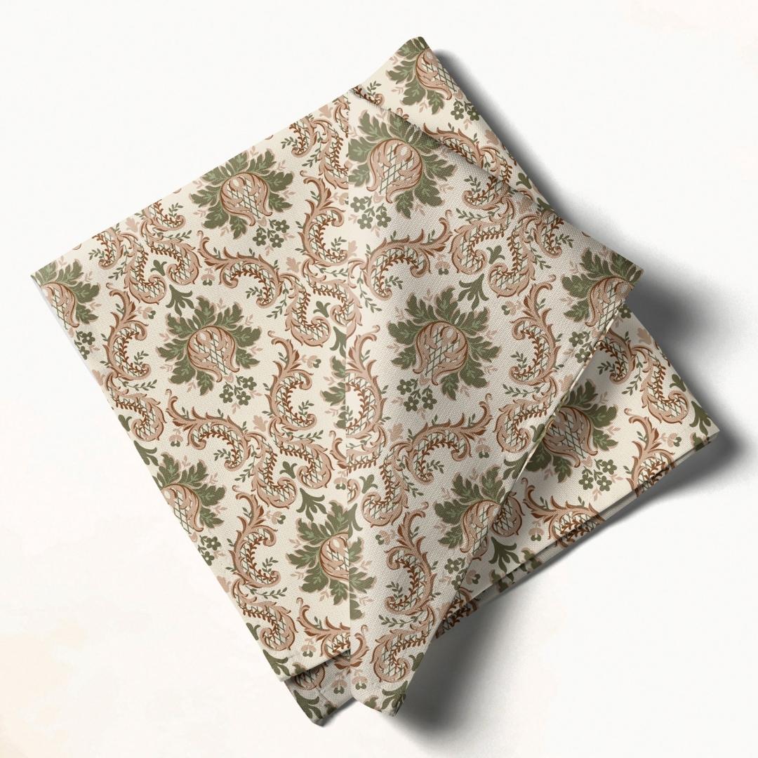 Olive Vintage Damask: Napkins 18" X 18" - Pack Of 20