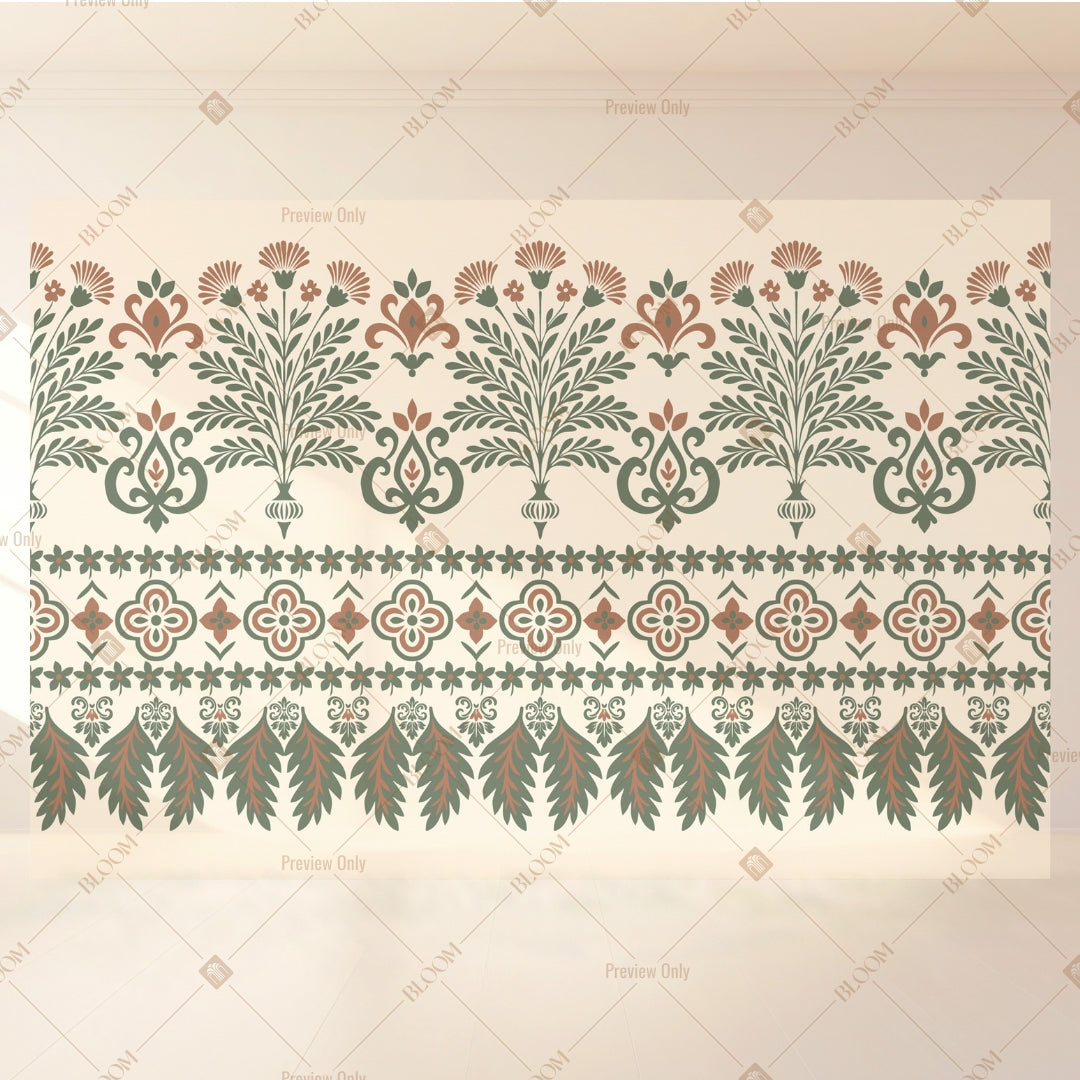 Boho Floral Border Portrait Rectangle Backdrop