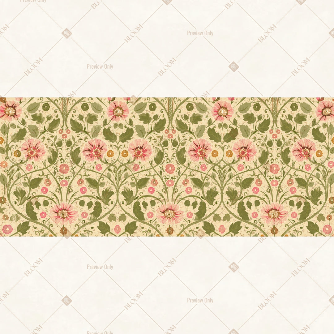 Floral Vine Pattern Border Wide Backdrop
