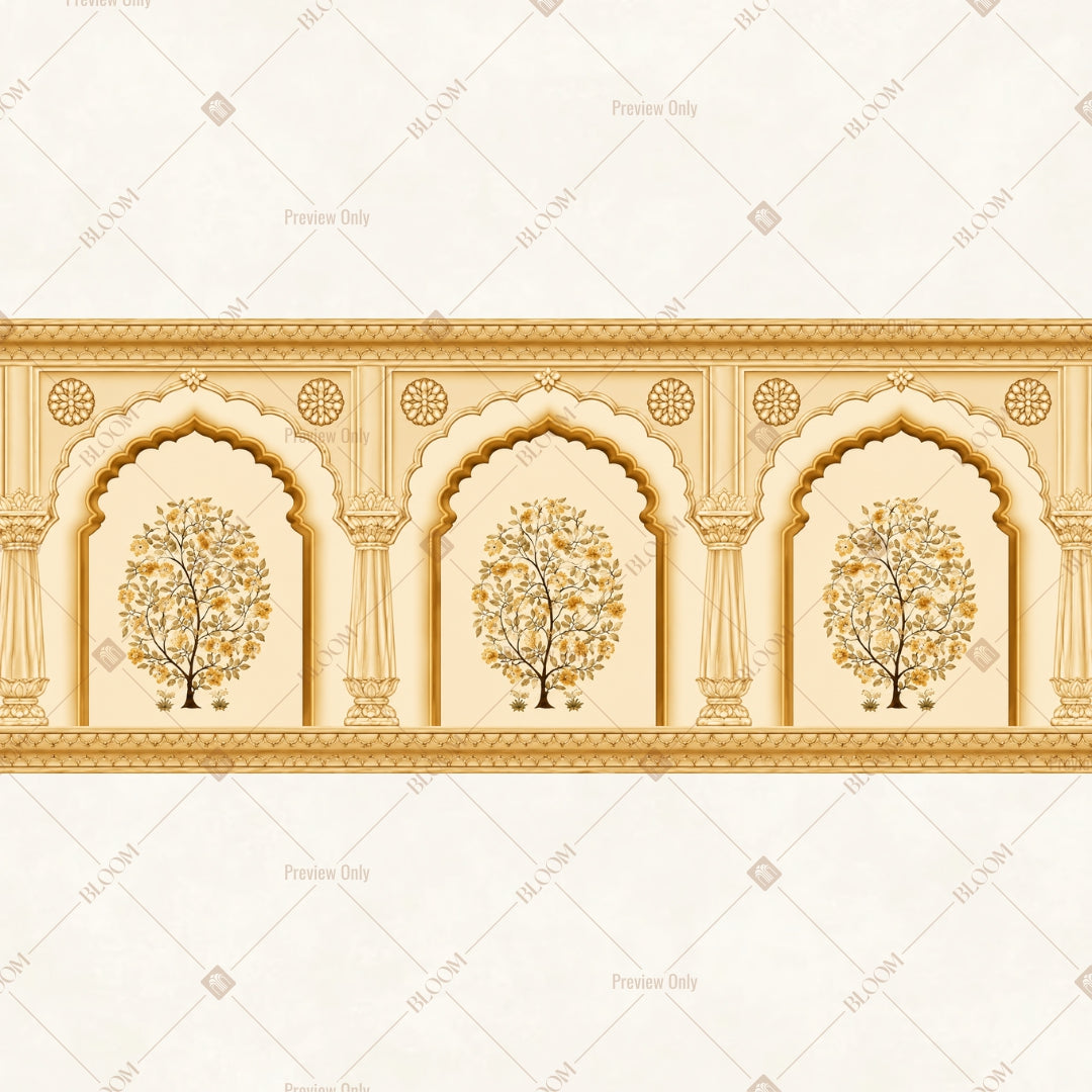 Golden Mughal Arch Border Wide Backdrop