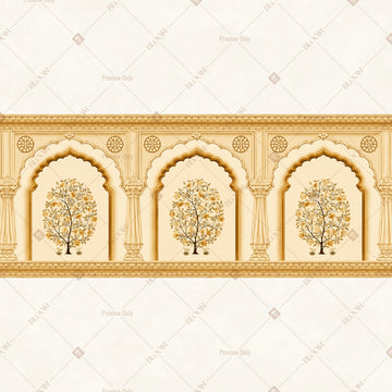 Golden Mughal Arch Border Wide Backdrop
