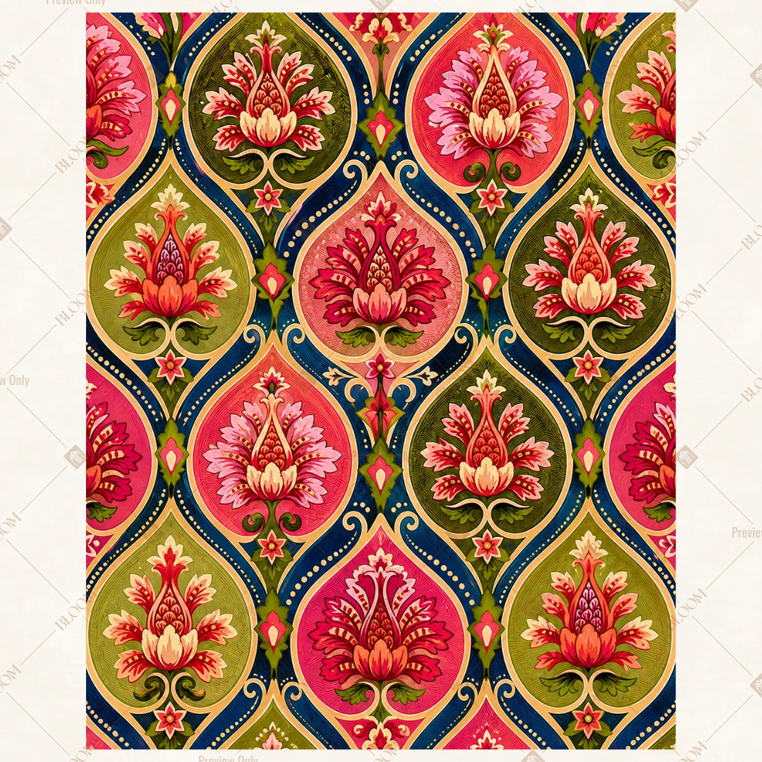 Lotus Floral Pattern Portrait Rectangle Backdrop