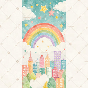 Rainbow Fantasy City Vertical Backdrop