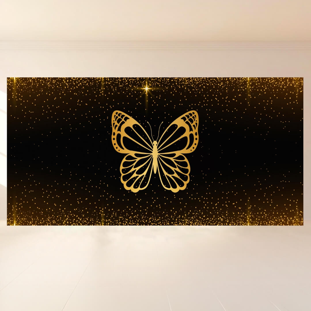 Golden Butterfly Elegance: Backdrop - wide