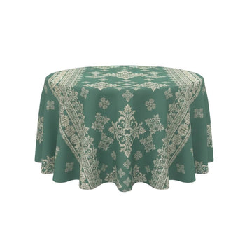 Green Ornate Classic Round Table Cover - Pack Of 6
