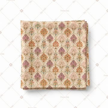 Beige Handblock Floral Pattern Design