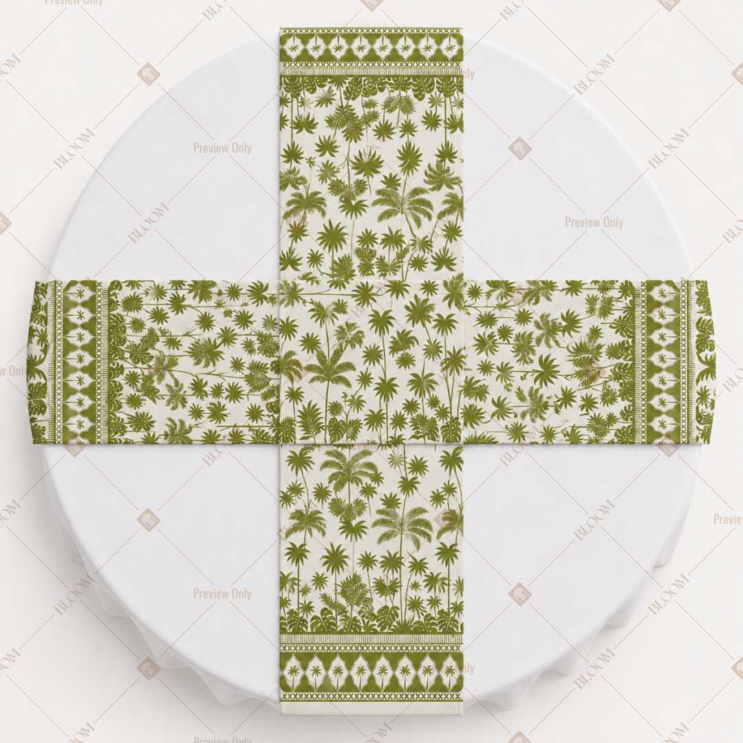 Olive Floral Trellis Table Runner Pack Of 12