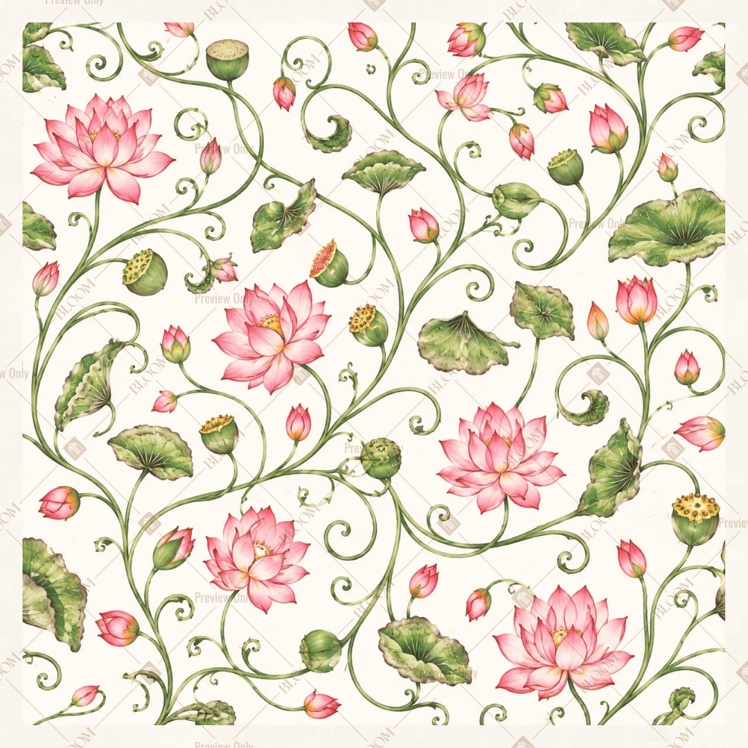 Pink Floral Vine Pattern Square Backdrop