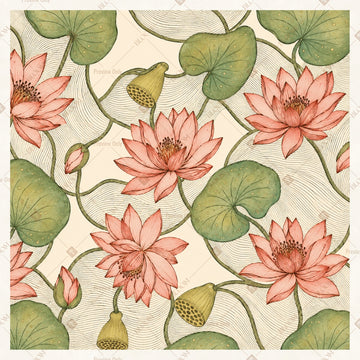 Lotus Botanical Pattern Square Backdrop