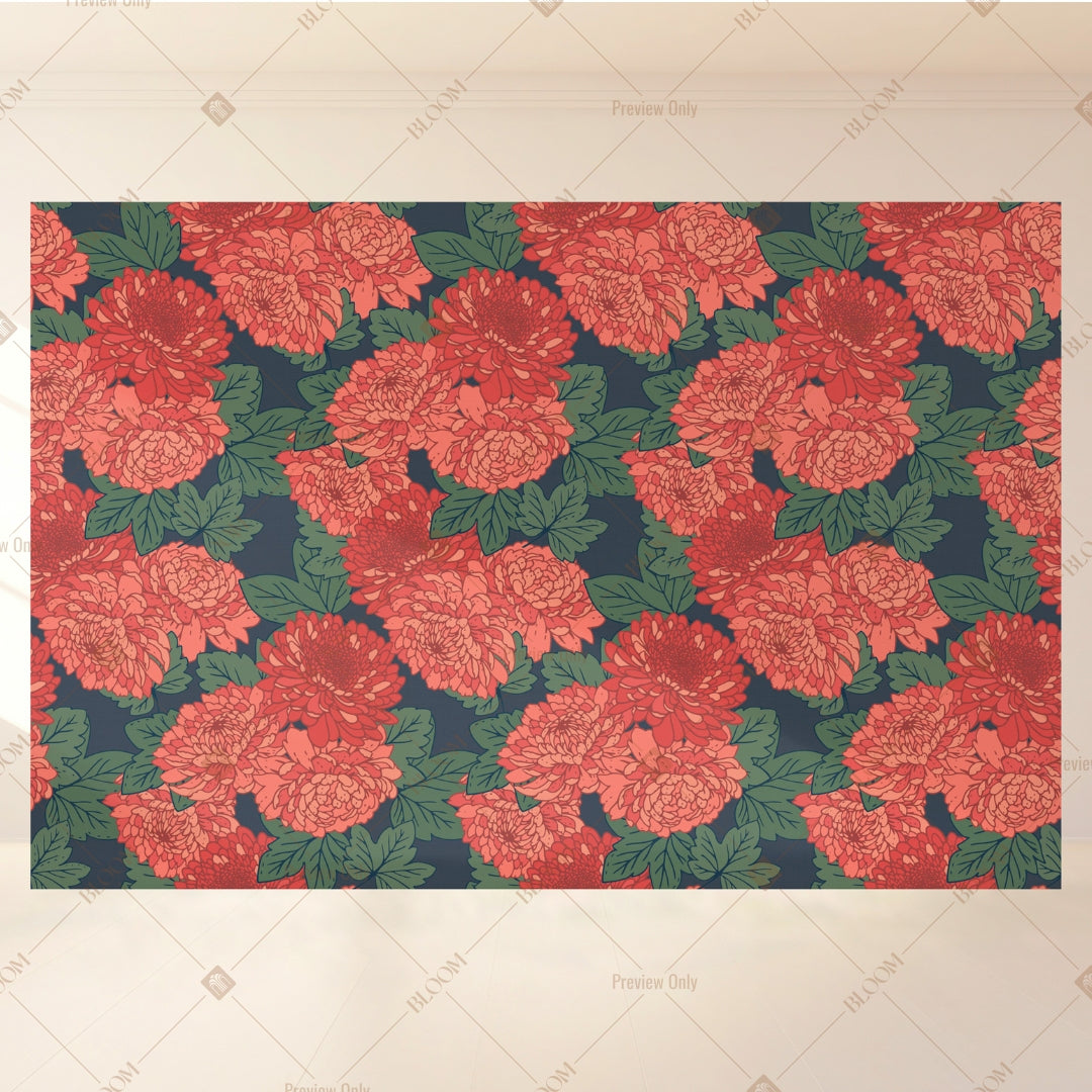 Coral Floral Garden Portrait Rectangle Backdrop