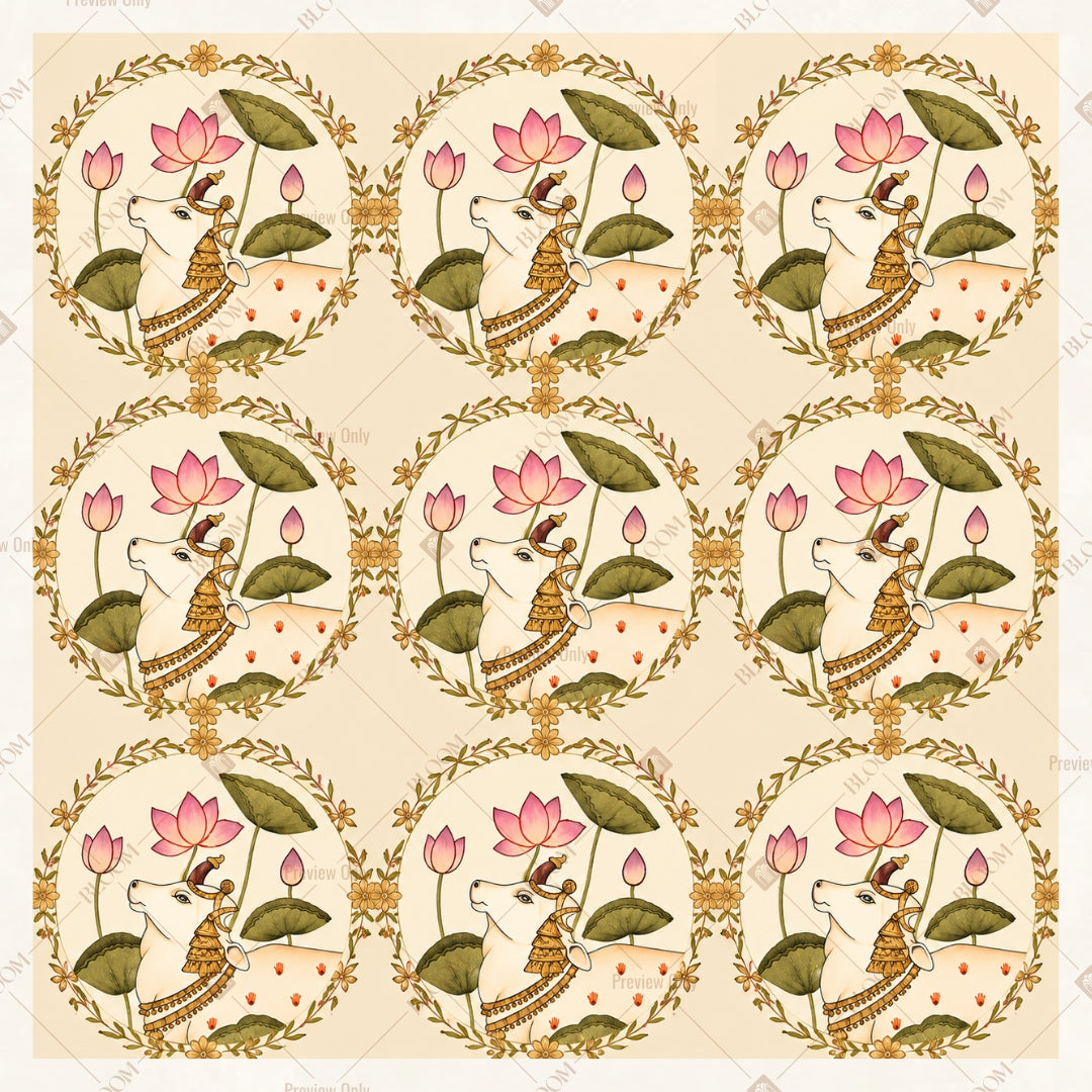 Lotus Floral Repeat Pattern Square Backdrop