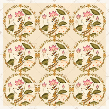 Lotus Floral Repeat Pattern Square Backdrop