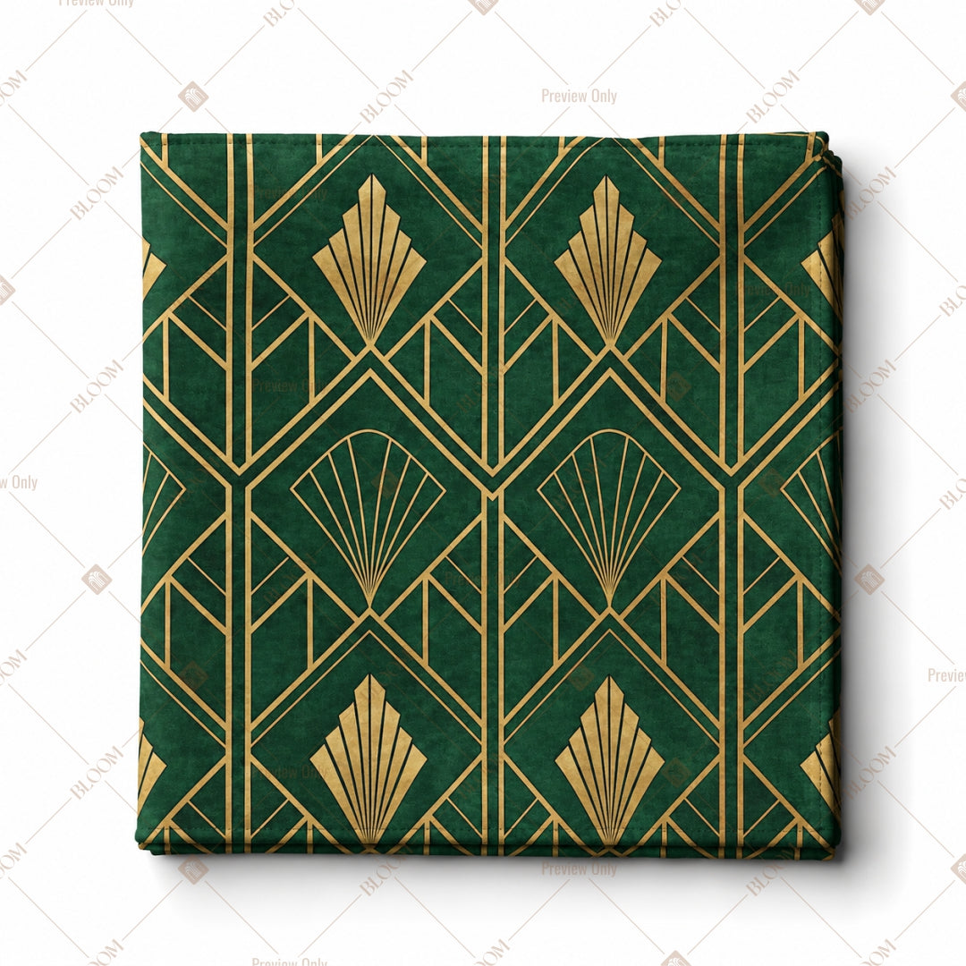 Green Art Deco Palm Pattern Design