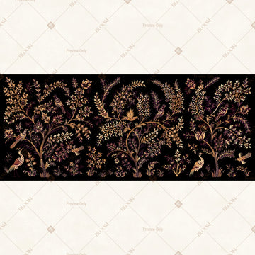 Midnight Botanical Pattern Border Wide Backdrop