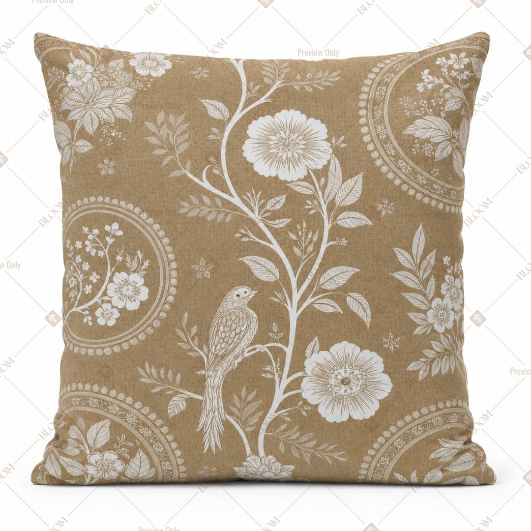 Beige Floral Damask Cushion Cover Pack of 12
