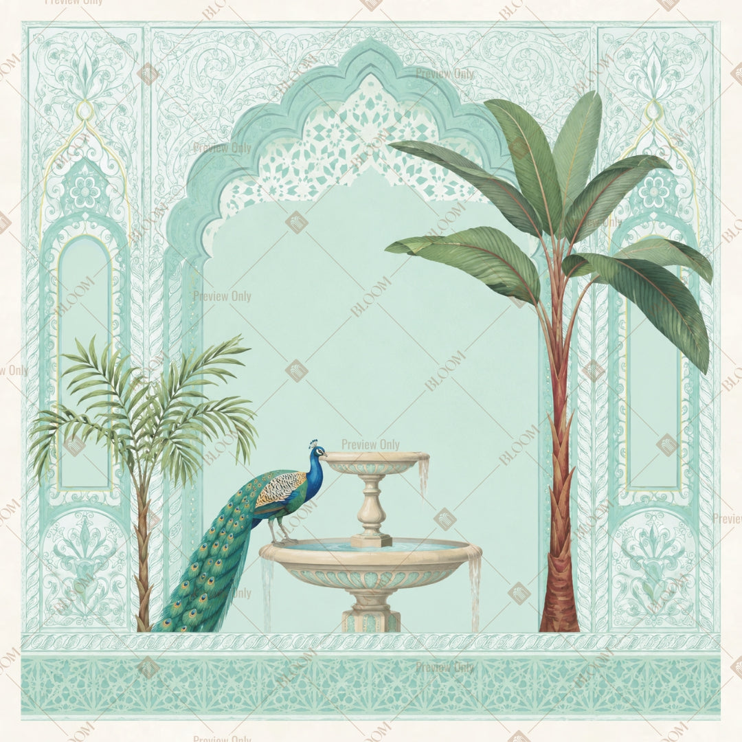 Aqua Palace Window Square Backdrop