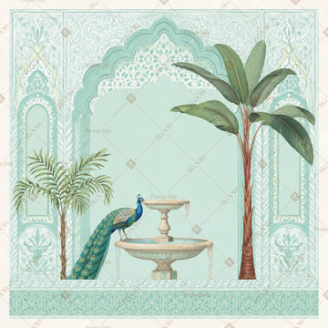 Aqua Palace Window Square Backdrop