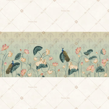 Vintage Bird Botanical Border Wide Backdrop