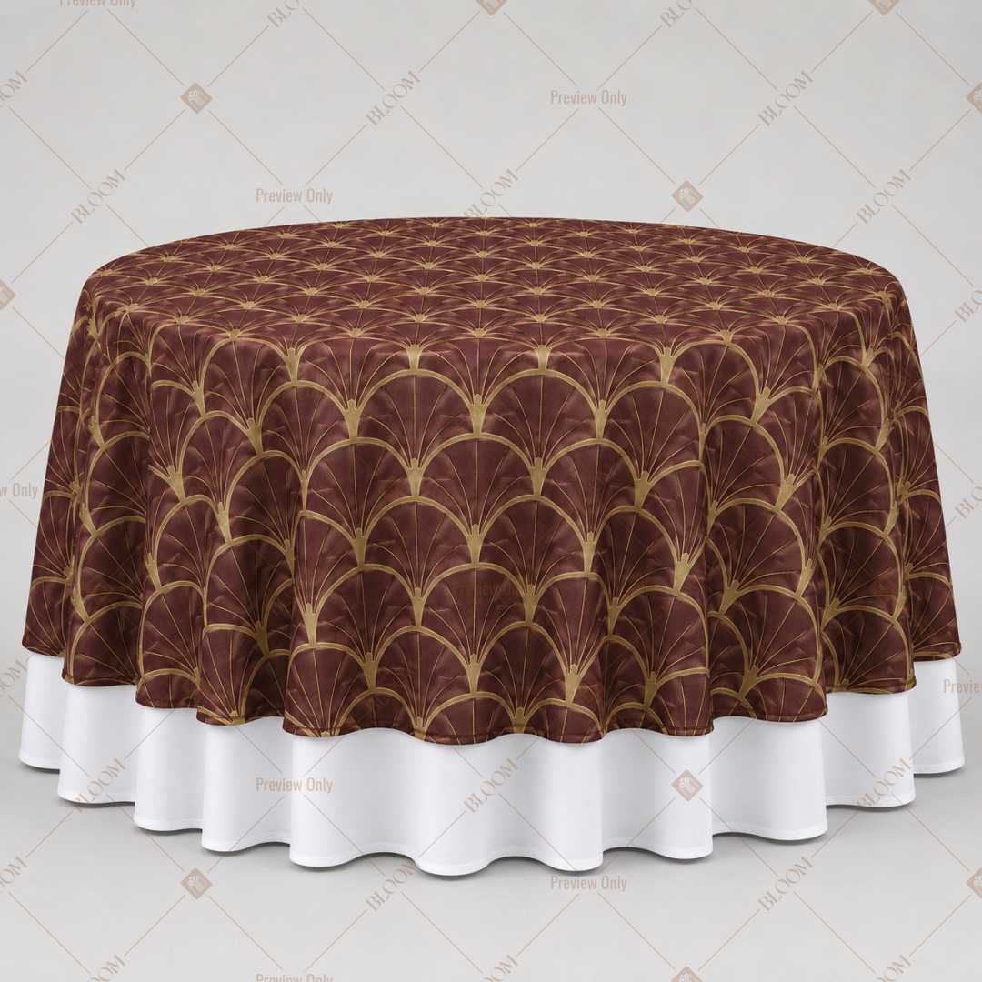 Burgundy Gold Scallop Table Overlay Pack of 6