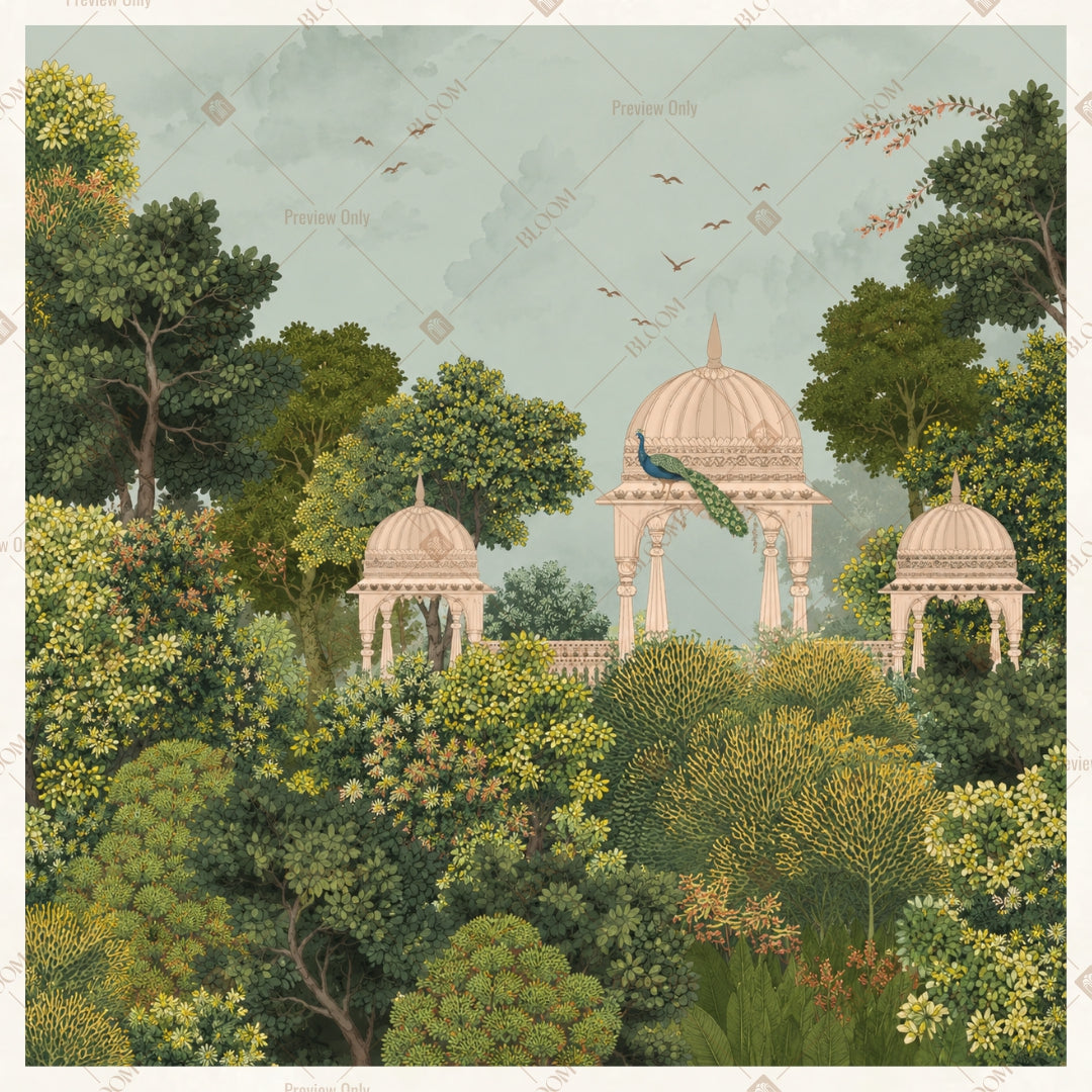Tropical Garden Pavilion Square Backdrop