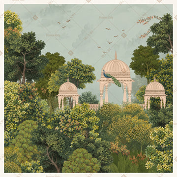 Tropical Garden Pavilion Square Backdrop