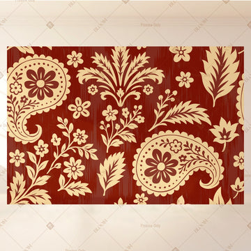 Red Paisley Heritage Portrait Rectangle Backdrop