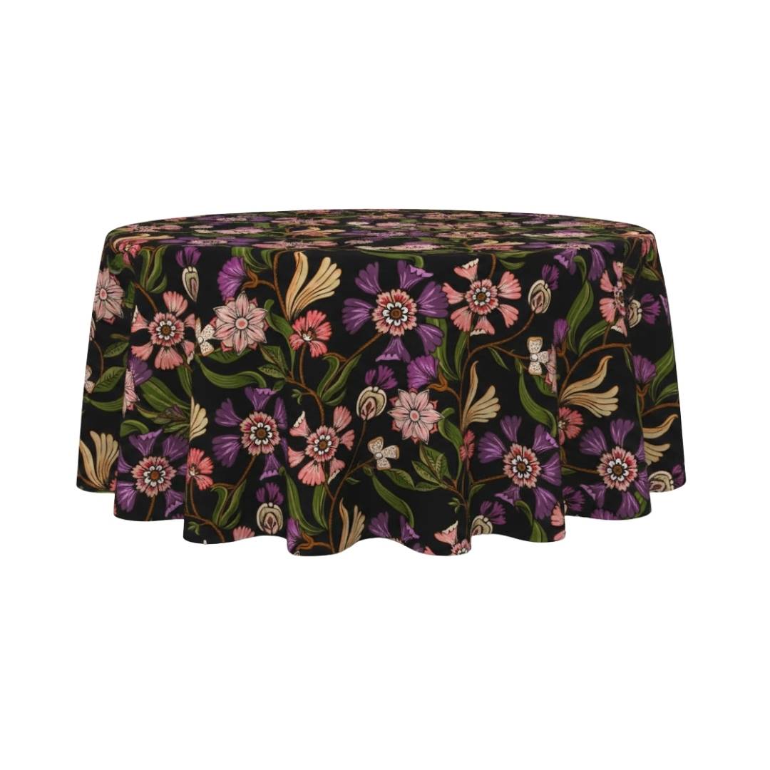Night Bloom Botanical Round Table Cover - Pack Of 6