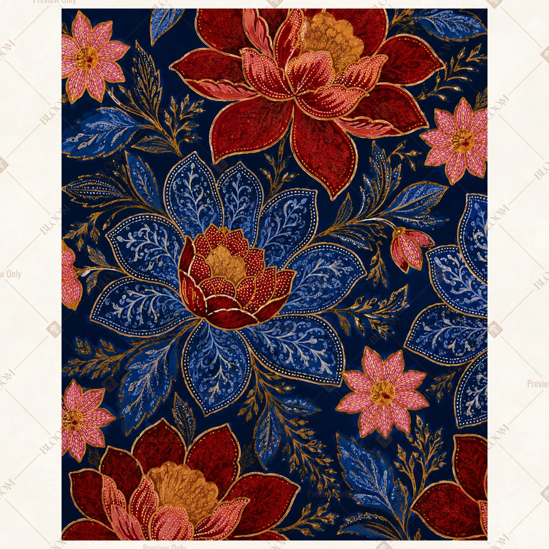 Midnight Floral Garden Portrait Rectangle Backdrop