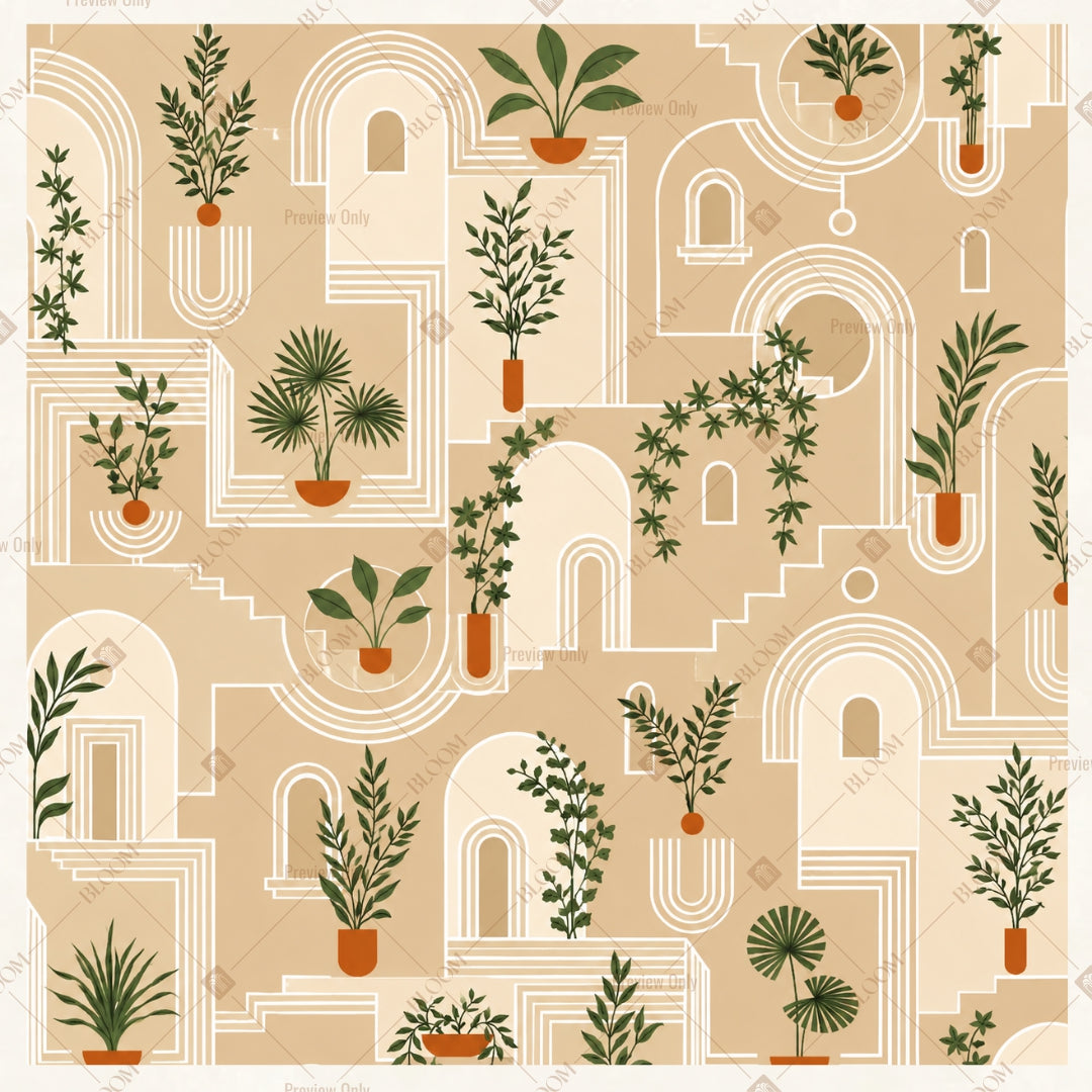 Vintage Palace Botanical Pattern Square Backdrop