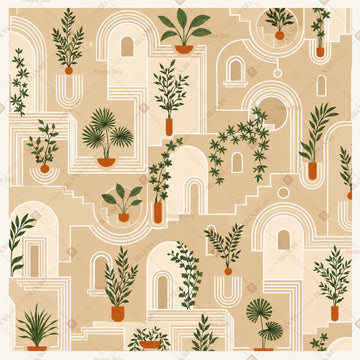 Vintage Palace Botanical Pattern Square Backdrop