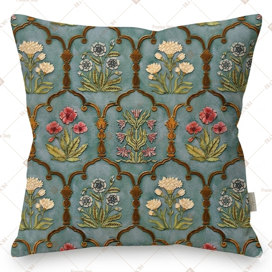 Blue Mughal Pattern Cushion Cover Pack of 12