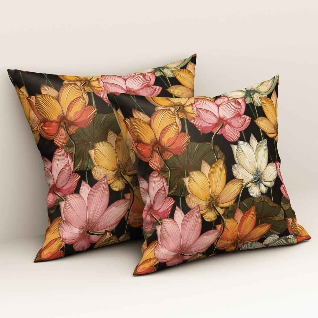 Midnight Lotus Glow: Cushion Cover - Pack of 12