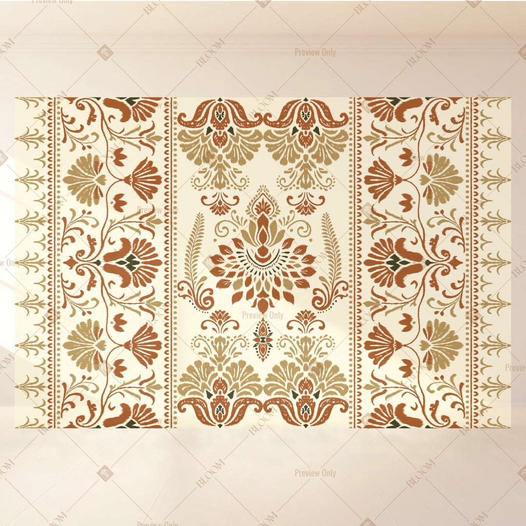 Beige Baroque Floral Portrait Rectangle Backdrop