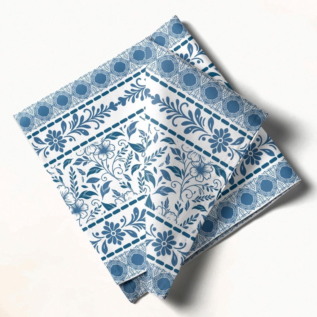Blue Heritage Floral: Napkins 18" X 18" - Pack Of 20