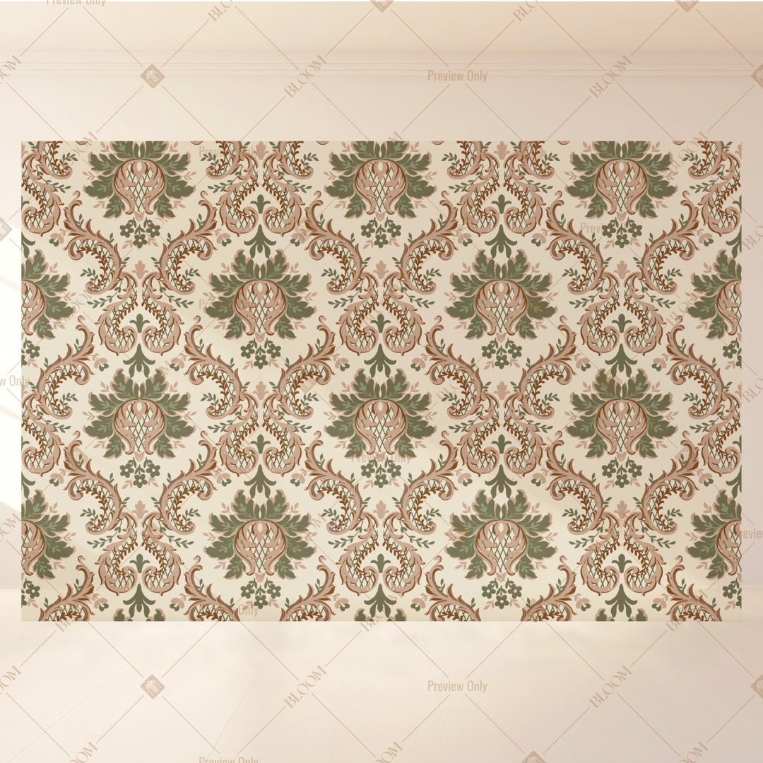 Vintage Damask Motif Portrait Rectangle Backdrop