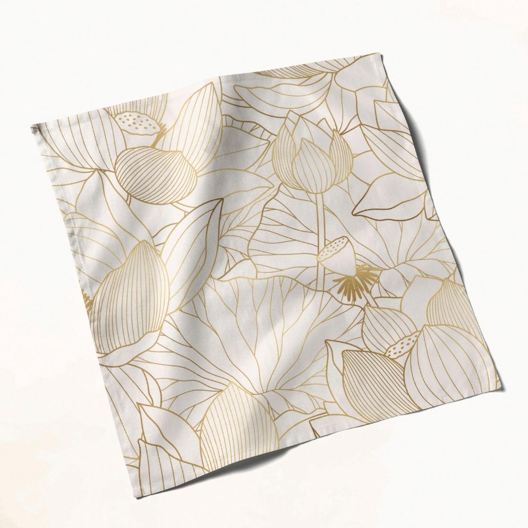 Golden Lotus Outline: Napkins 18" X 18" - Pack Of 20