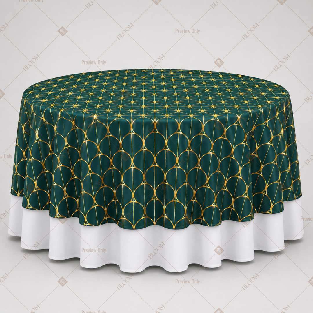 Teal Gold Trellis Table Overlay Pack of 6