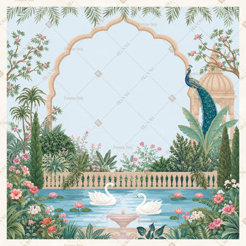 Palace Reflection Lake Square Backdrop