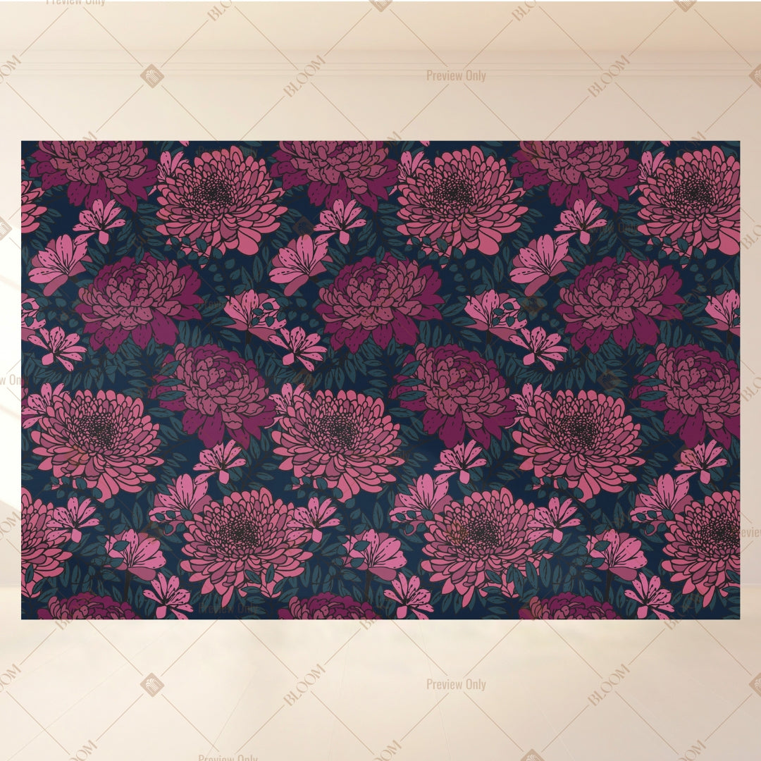 Dark Chrysanthemum Floral Portrait Rectangle Backdrop