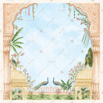 White Floral Arch Frame Square Backdrop